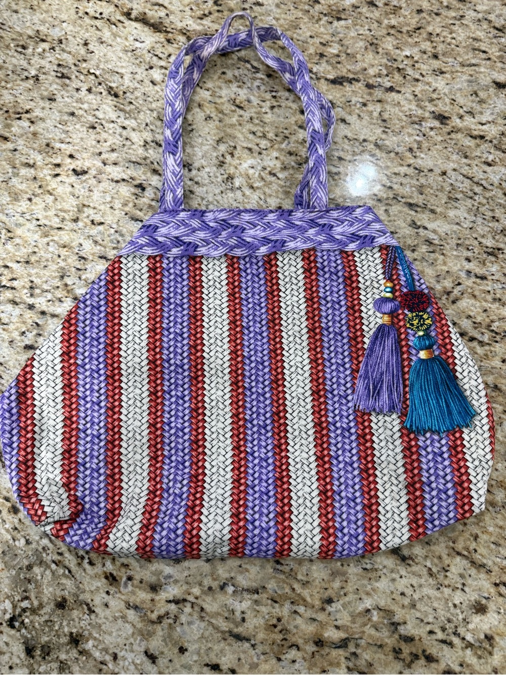 Estée Lauder Colorful Woven Stripe Print Lightweight Cotton Tote Bag